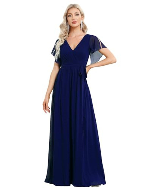Sexy V-Neck Long Chiffon Dress for Women