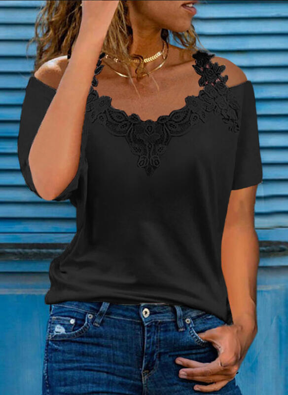 Plus Size V-Neck Printed Short Sleeve Top