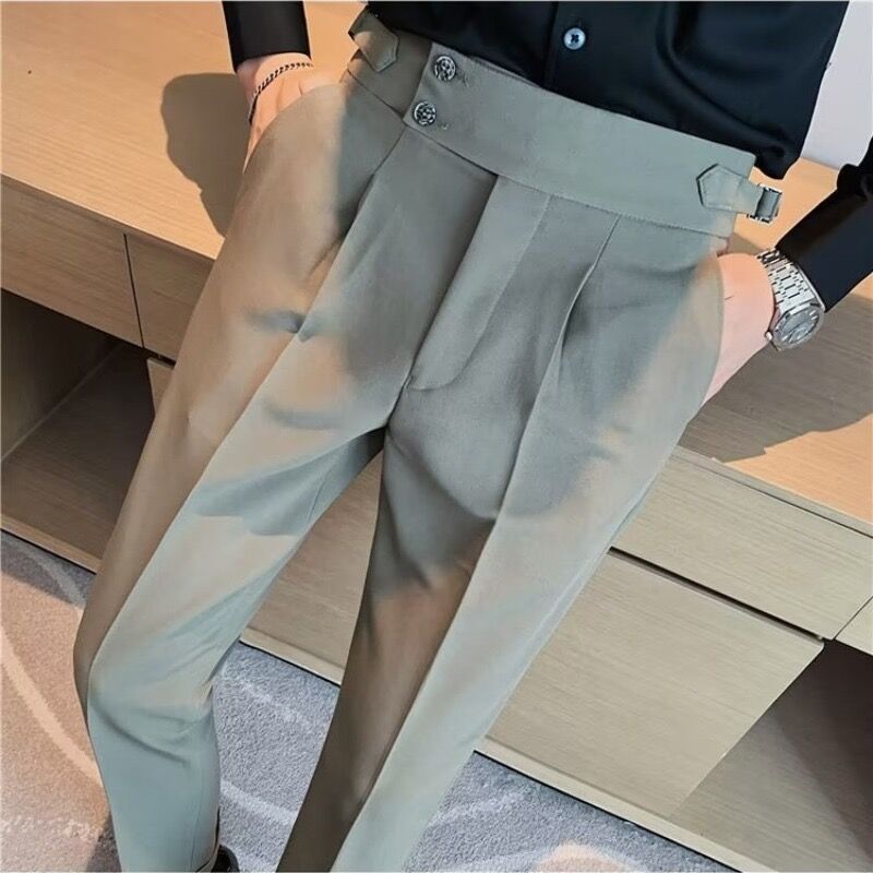 British Style Men’s Business Formal Suit Pants Straight Fit Polyester Fiber