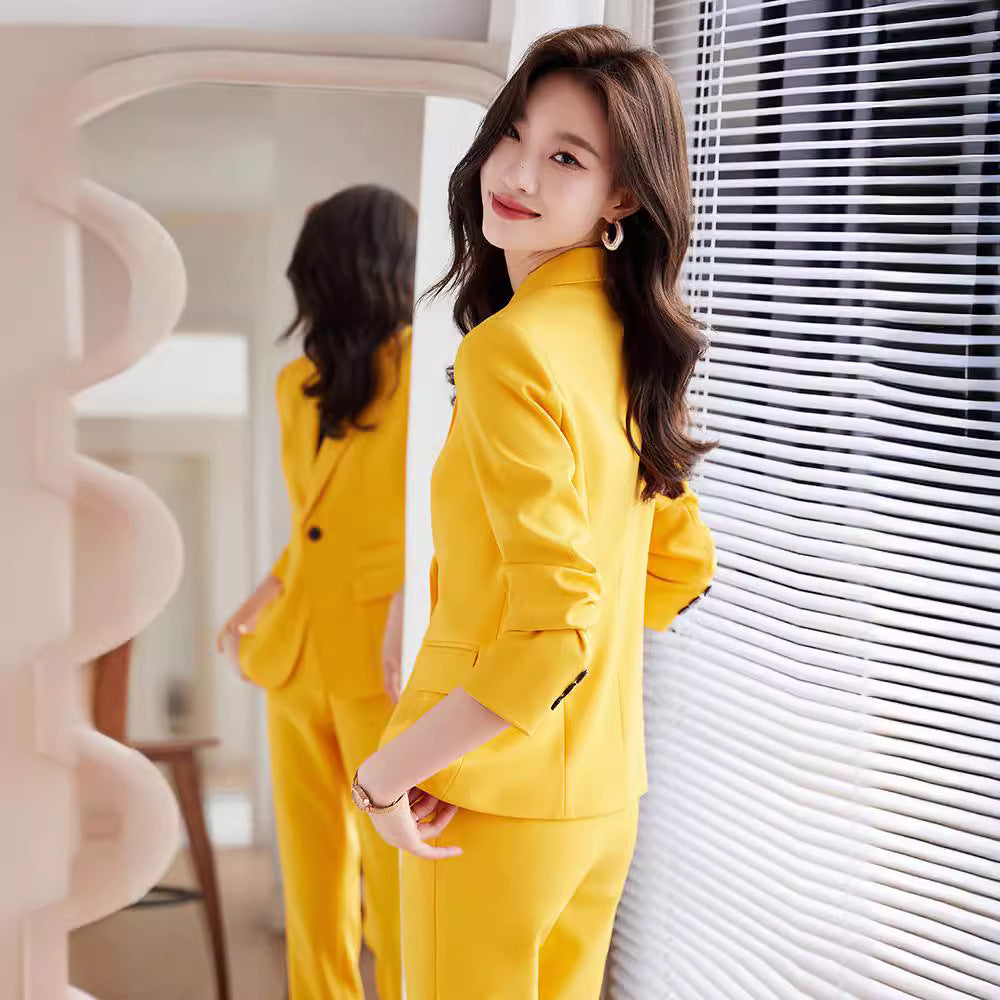 Red Blazer Suit for Women Fall Winter Fashion Temperament Goddess Style