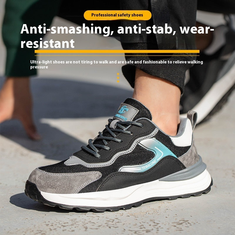 Men's Breathable Low Top Work Shoes with Anti-Smash, Anti-Puncture, Anti-Slip, Wear-Resistant Features