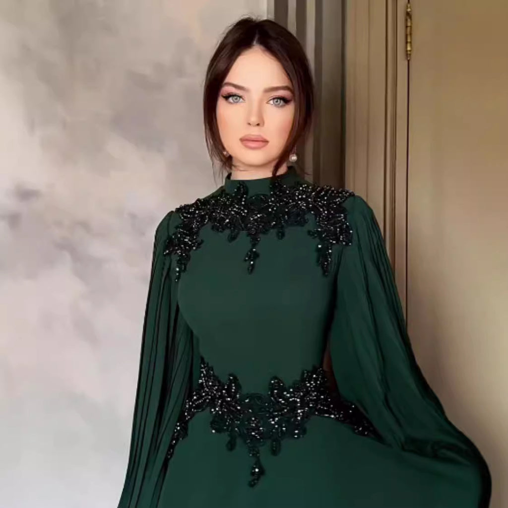 فستان سهرة نسائي من الدانتيل لشتاء وخريف
