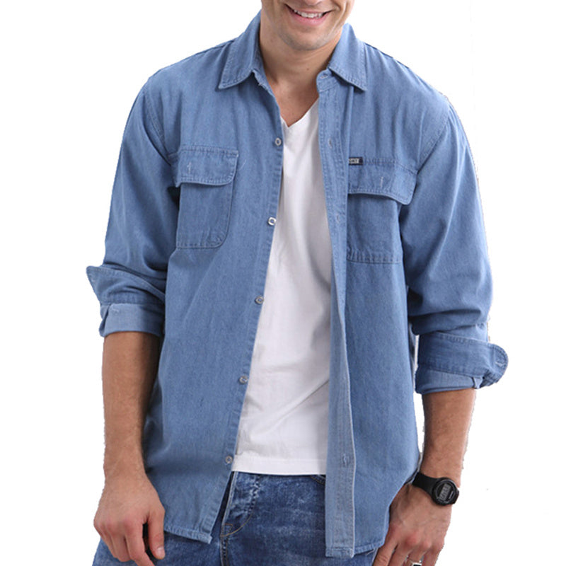 Men's Loose Fit Denim Long Sleeve Shirt