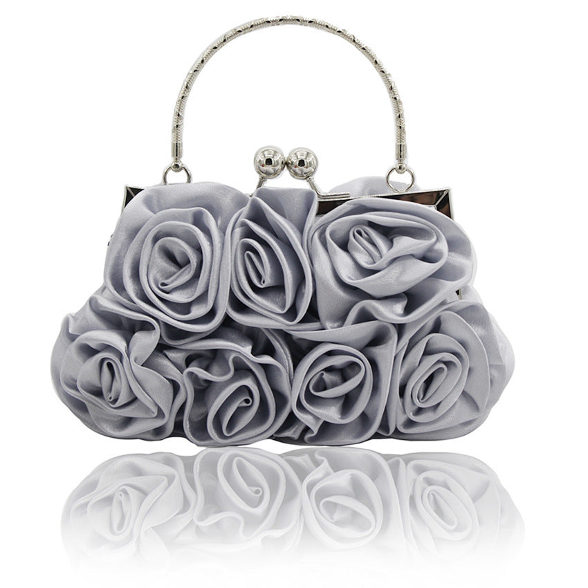 Silk Handheld Rose Bridal Dinner Bag 20x12x5cm