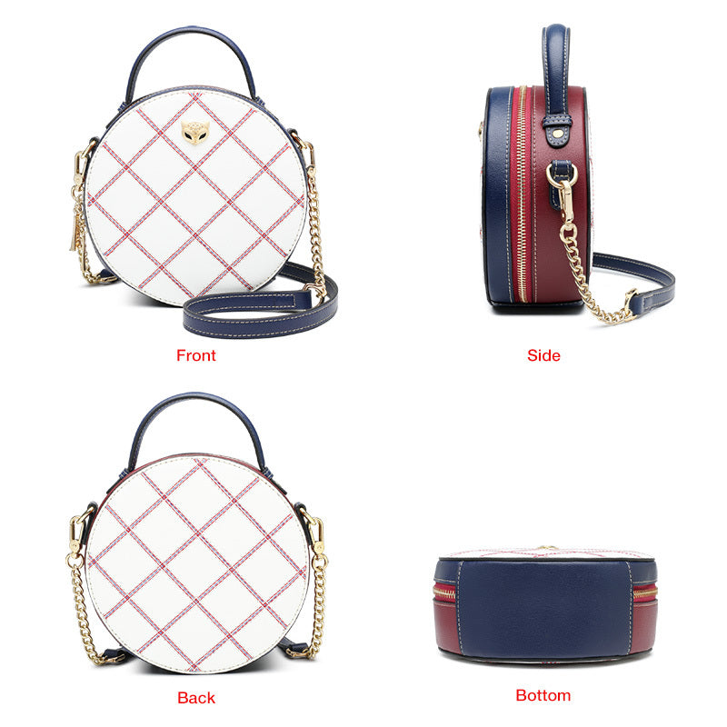 White Cowhide Leather Chain Shoulder Crossbody Pouch