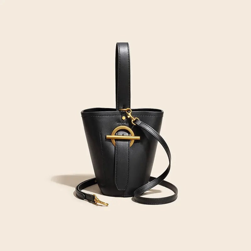 Genuine Leather Women's Portable One-Shoulder Crossbody Bucket Bag