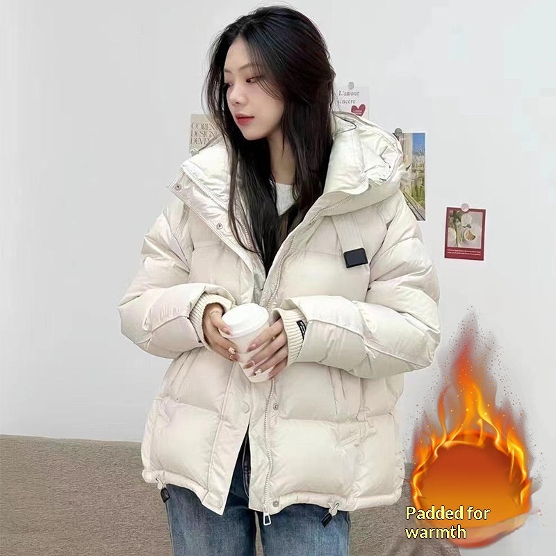 Doudoune Courte Rembourrée à Capuche pour Femme Veste Chaude et Épaisse Rembourrée en Polyester et Coton