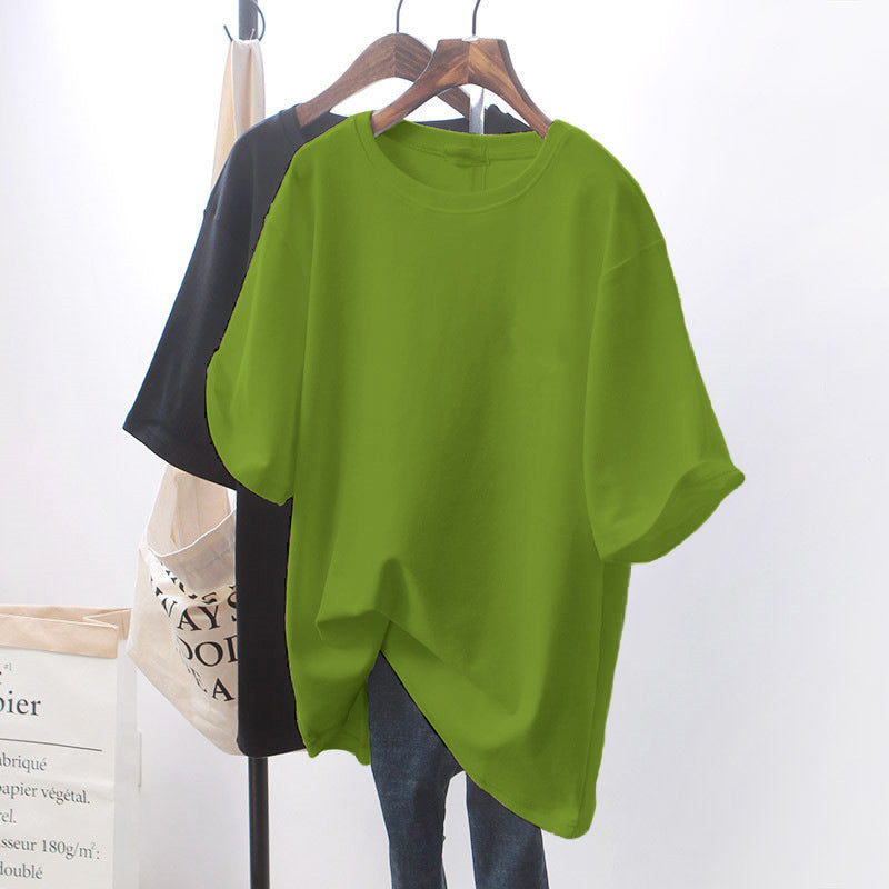 Design Sense Chic White Loose Short-Sleeve T-Shirt for Women