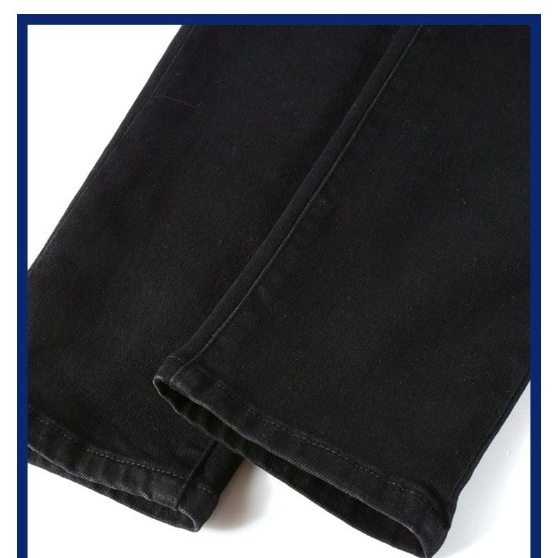 Jean plissé noir avec empiècements pour homme