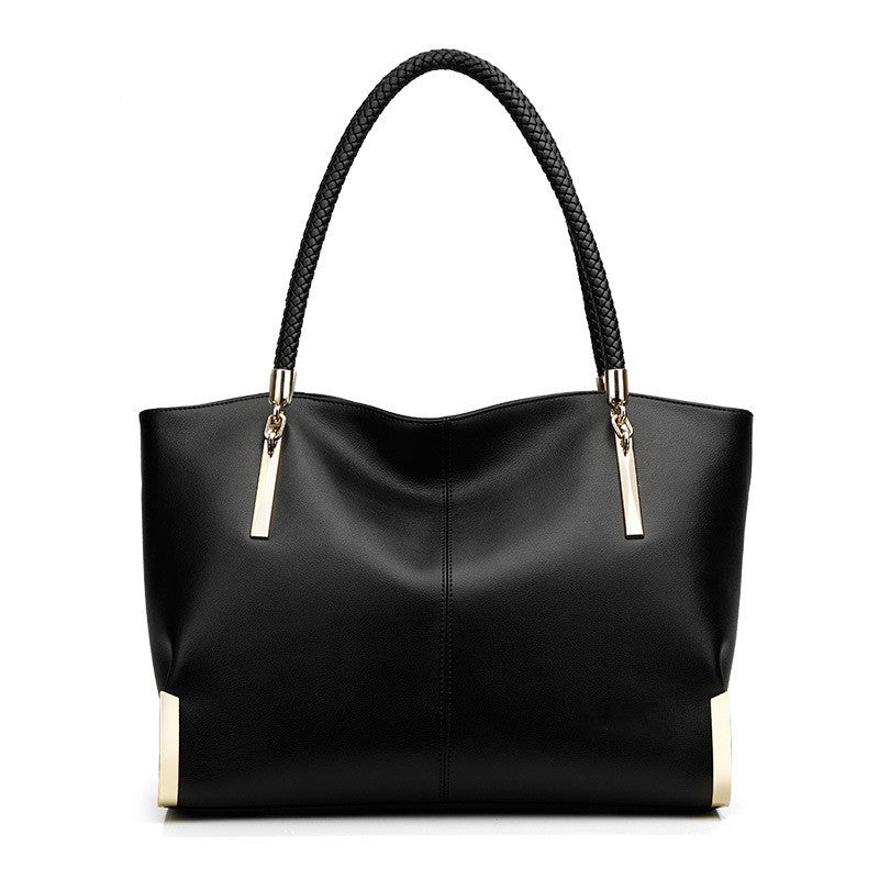 Genuine Leather Female Shoulder Handbag – Black, Grey, 36cm x 28cm x 15cm