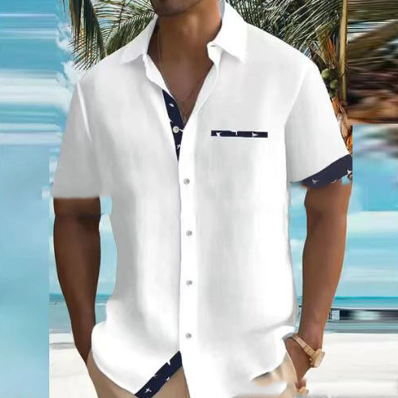 Summer Men's Casual Lapel Shirt with Fashion Printing