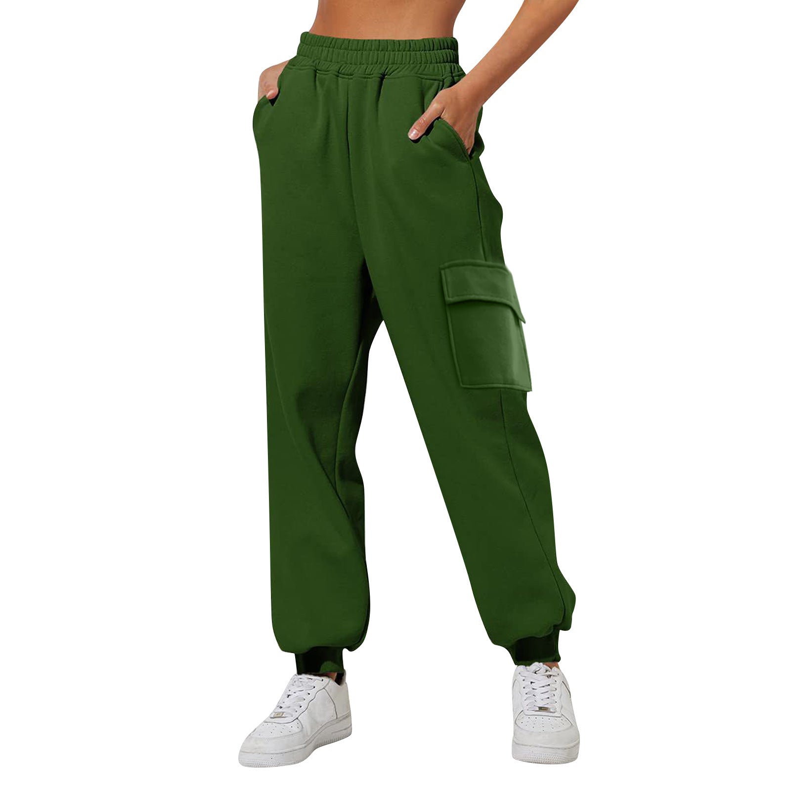 Pantalon de jogging femme taille haute ample en velours matelassé - Vêtement de sport confortable