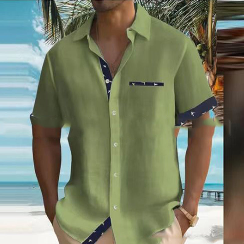 Summer Men's Casual Lapel Shirt with Fashion Printing