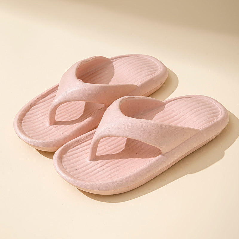 Solid Color Striped Texture Flip-Flops Slippers For Women Men