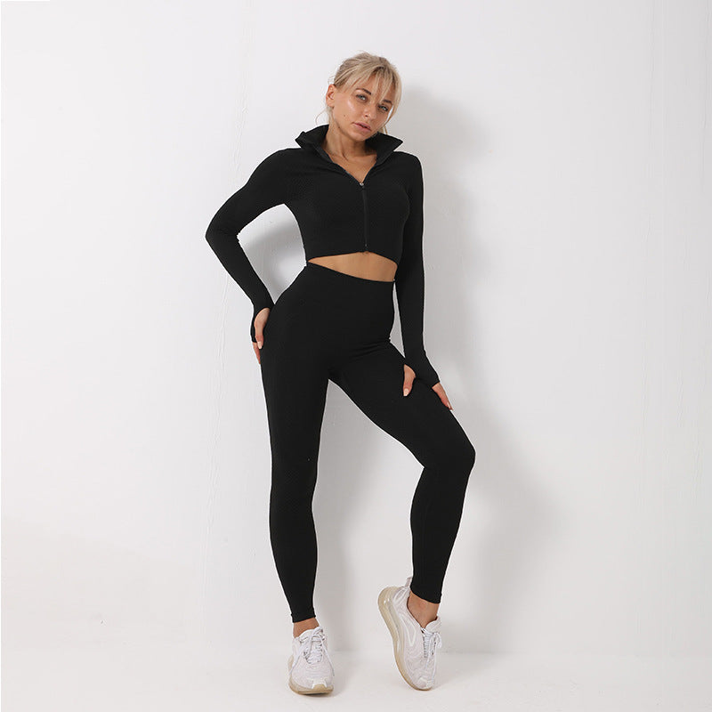 3PCS Seamless Yoga Set for Women – Gym Leggings, Crop Top & Sports Bra Fitness Tracksuit