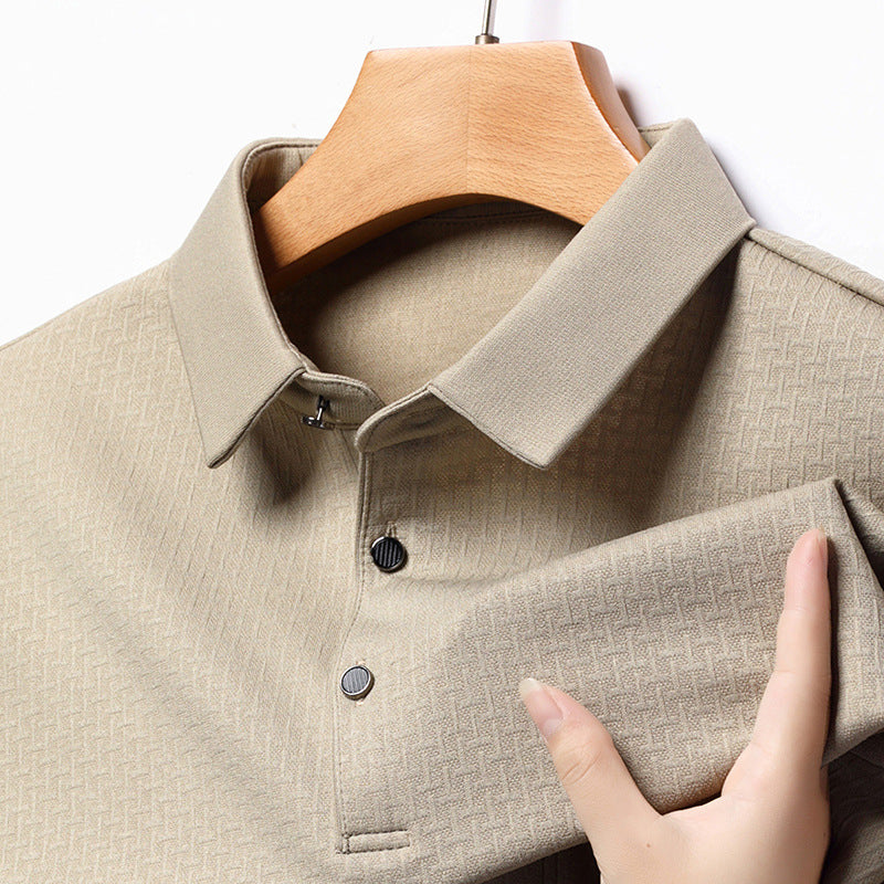 Jacquard Long-Sleeve T-Shirt for Young and Middle-Aged Men Autumn Pullover