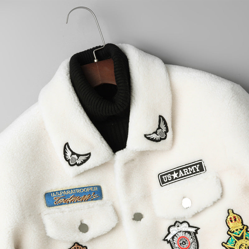 White Grain Lamb Fur Jacket Wool 100%