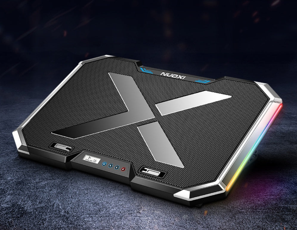 Notebook Cooling Base Radiator with Six-Core Heat Dissipation and RGB Lighting for Under 18" Laptops