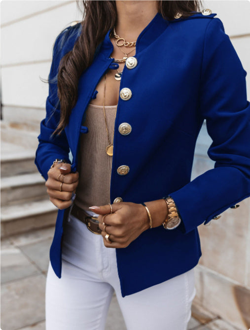 Blazer ajusté à manches longues et à boutonnage simple