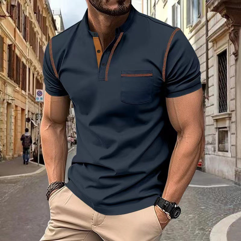 Men's Summer Slim Fit Quick-Dry Short-Sleeve Polo Shirt Navy White Black Khaki Army Green Wine Red