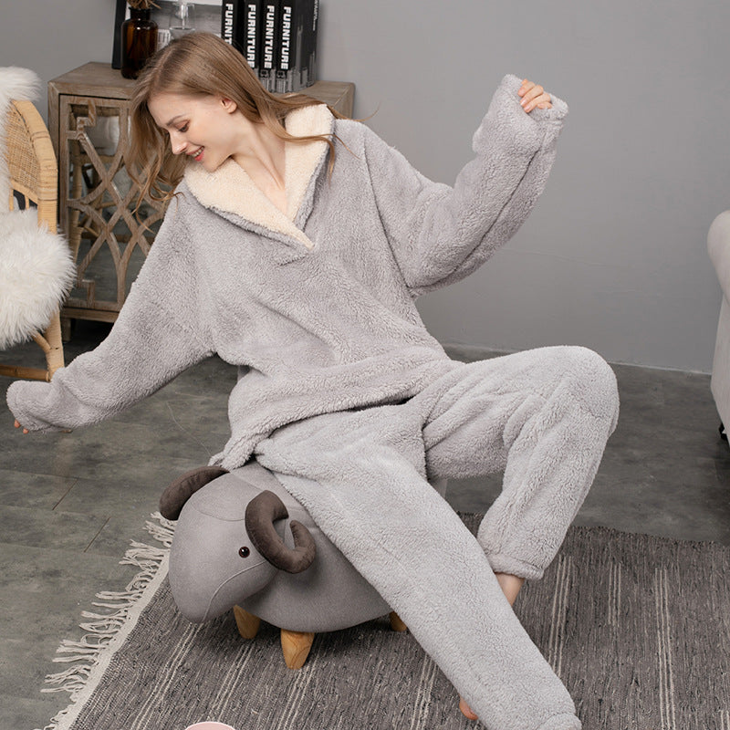 Ensemble de pyjama en flanelle polaire de corail épaissie pour couples
