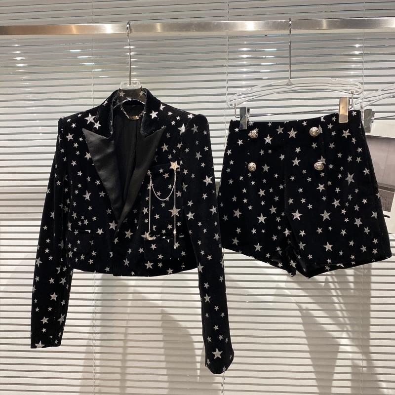 Ensemble tailleur-short en daim Star de printemps pour femme
