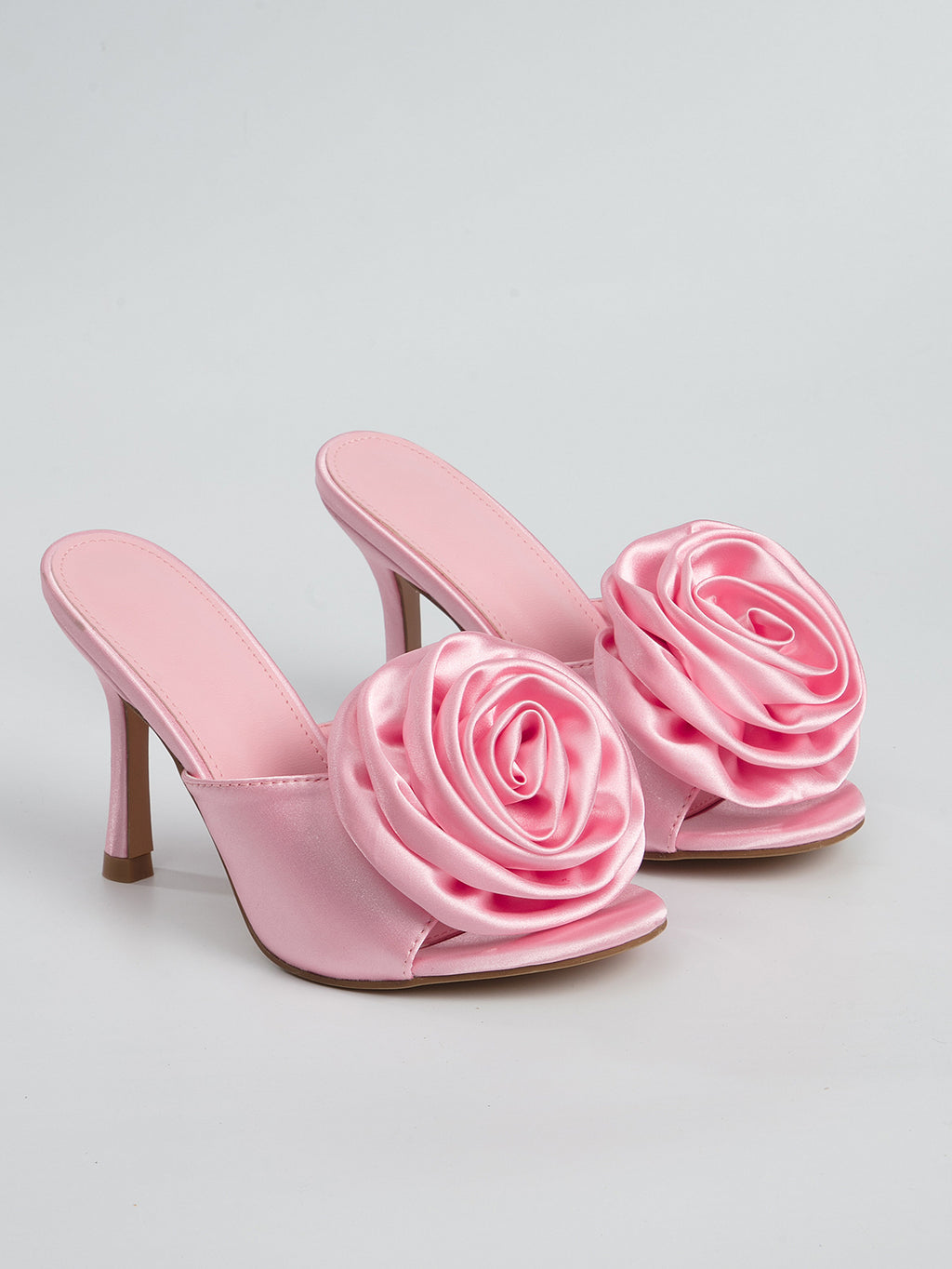 Rose Ladies Stiletto High Heels in Black, Pink & Apricot