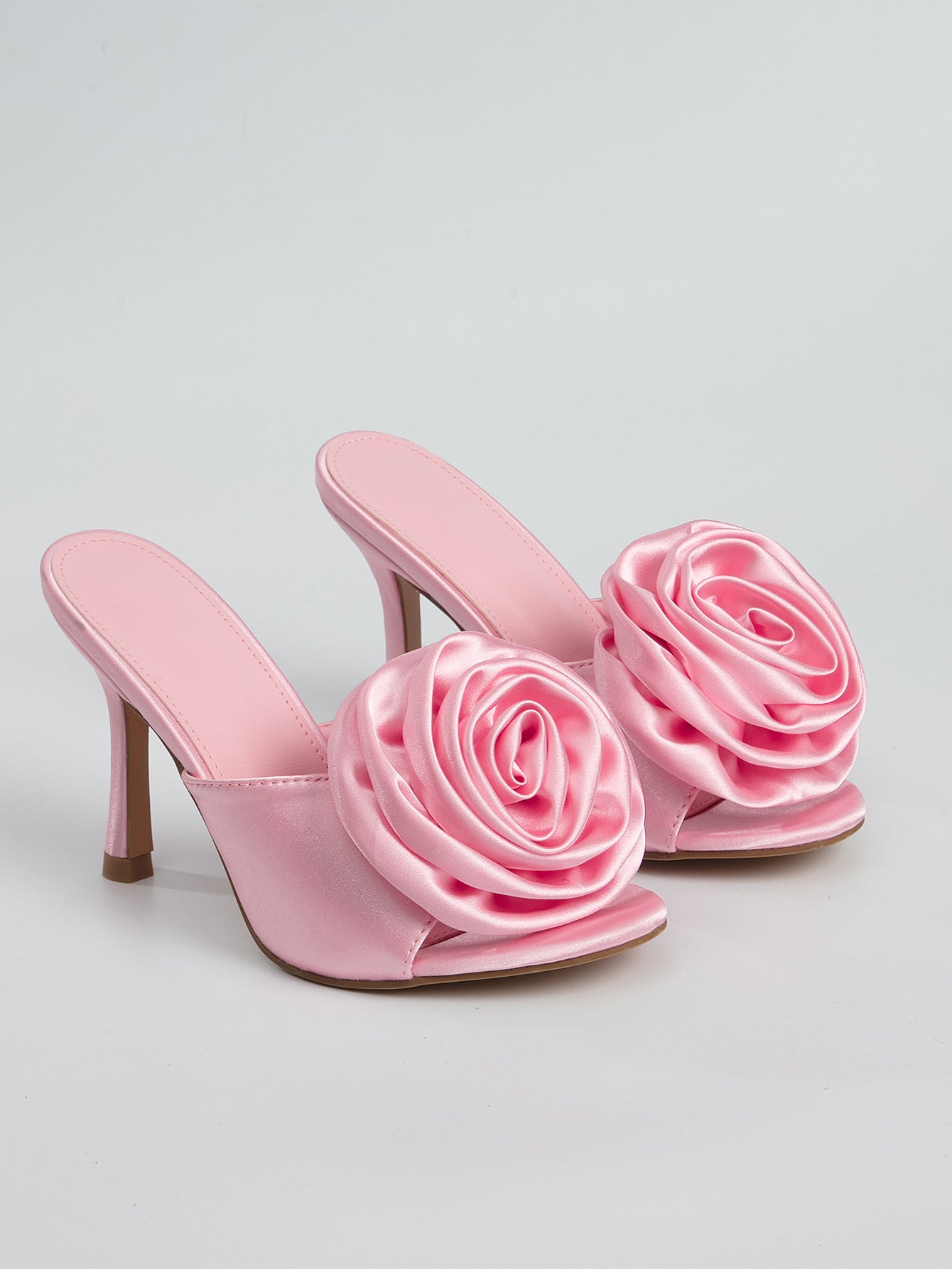 Rose Ladies Stiletto High Heels in Black, Pink & Apricot