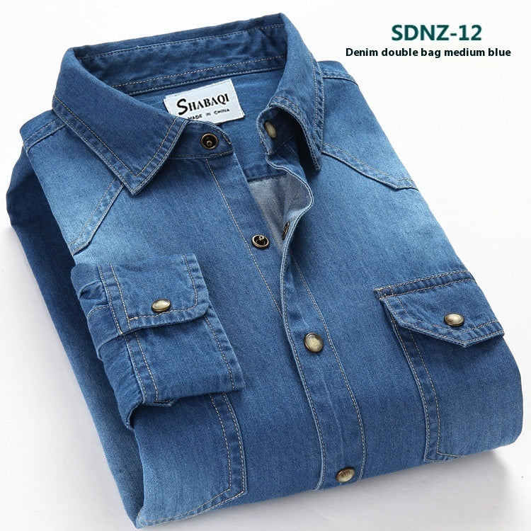 Chemise en jean de coton à manches longues pour homme