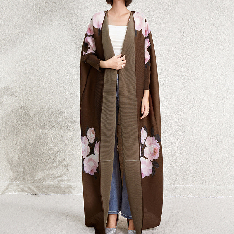 Arabian Style Pleated Cardigan Robe Dress