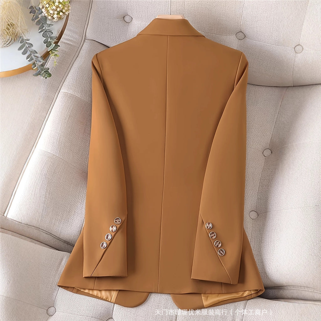 Veste de costume à manches longues pour femme avec boutons fantaisie
