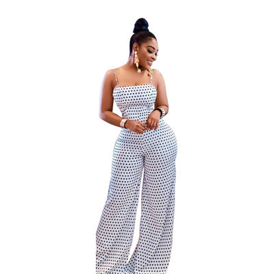 Blotted Print Wrap Chest Loose Jumpsuit Overalls