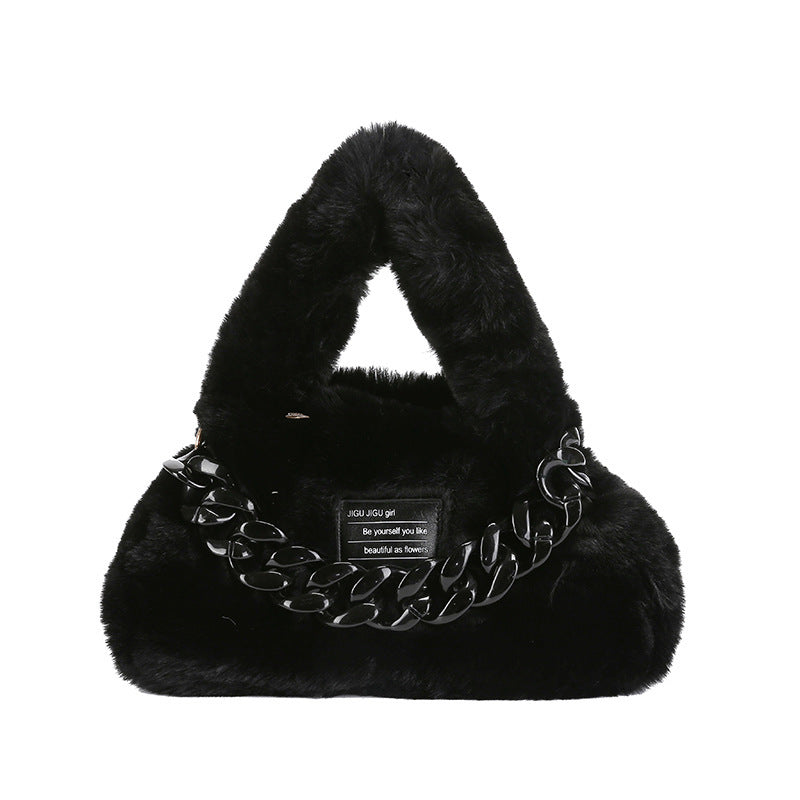 Ladies Plush Acrylic Chain Bag – Small & Large Sizes
