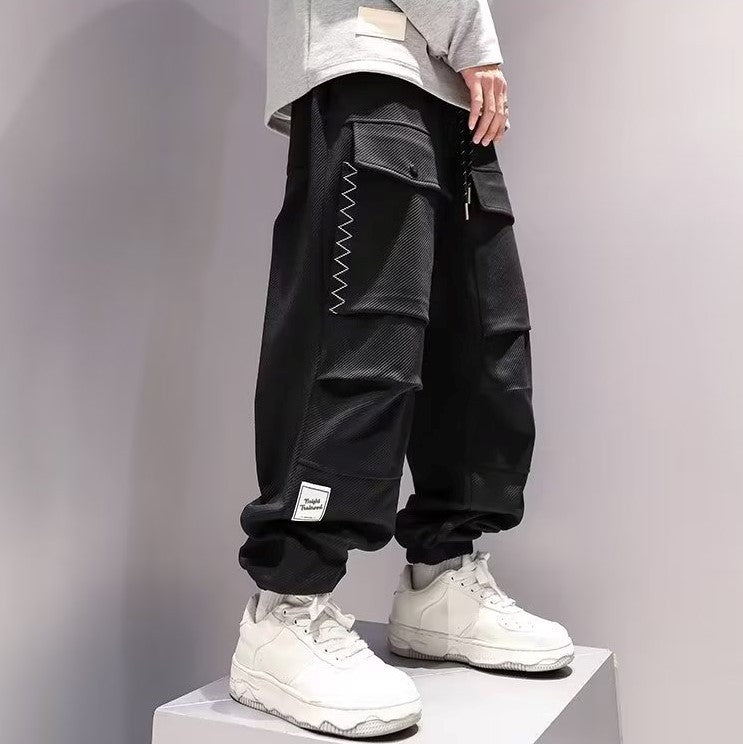 Retro Loose Tapered Men's Overalls in Black, Apricot & Green