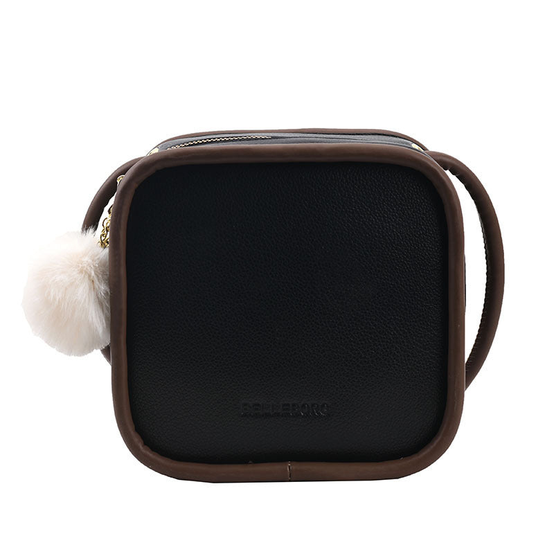 Trendy Simple Roller PU Leather Shoulder Messenger Bag 18x17x9cm