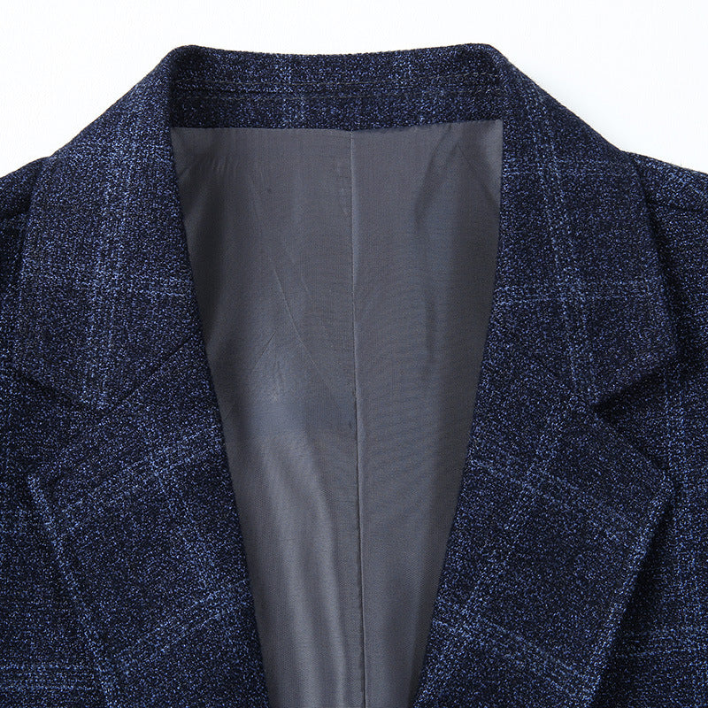 Men's Casual Plaid Business Suit for Spring and Autumn