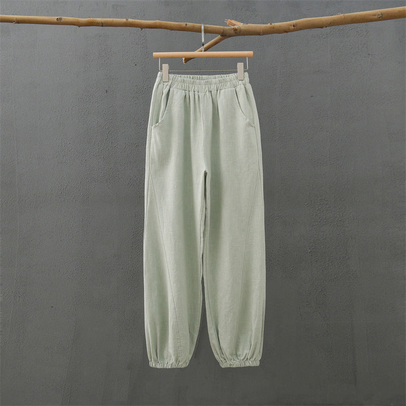 Women's Cotton And Linen Slub Casual Trousers Lantern Yoga Pants