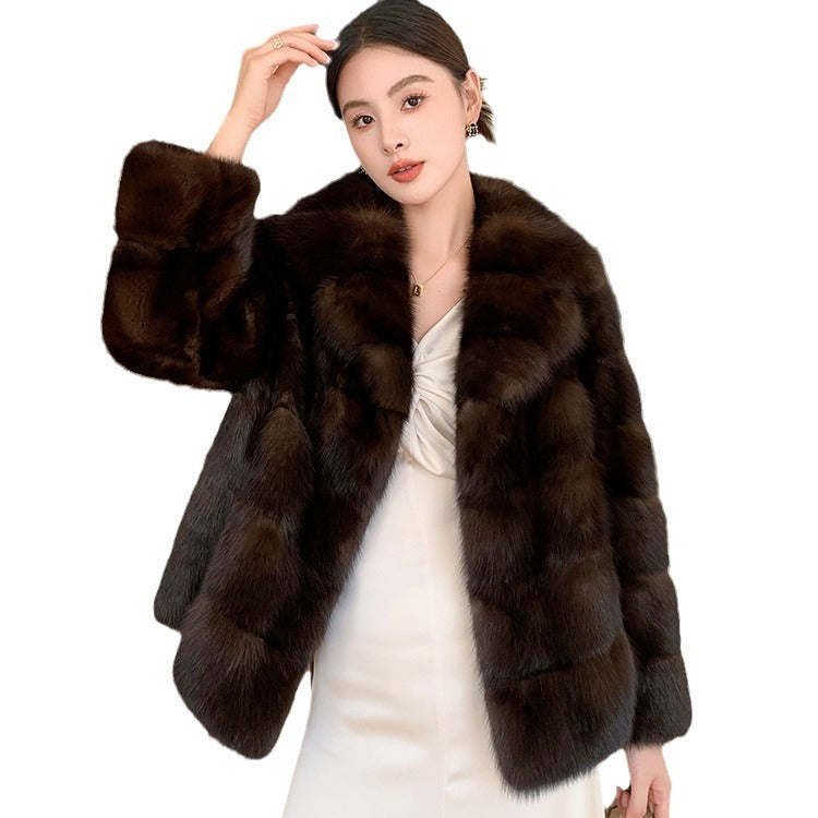 Purple Sable Artificial Fur Thick Warm Jacket