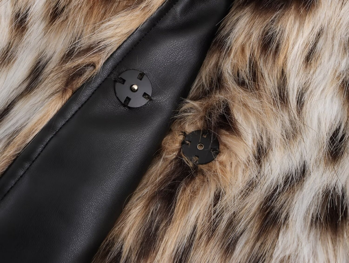 Women's Leopard Print Winter Faux Fur Coat Thin Polyester Zipper Jacket