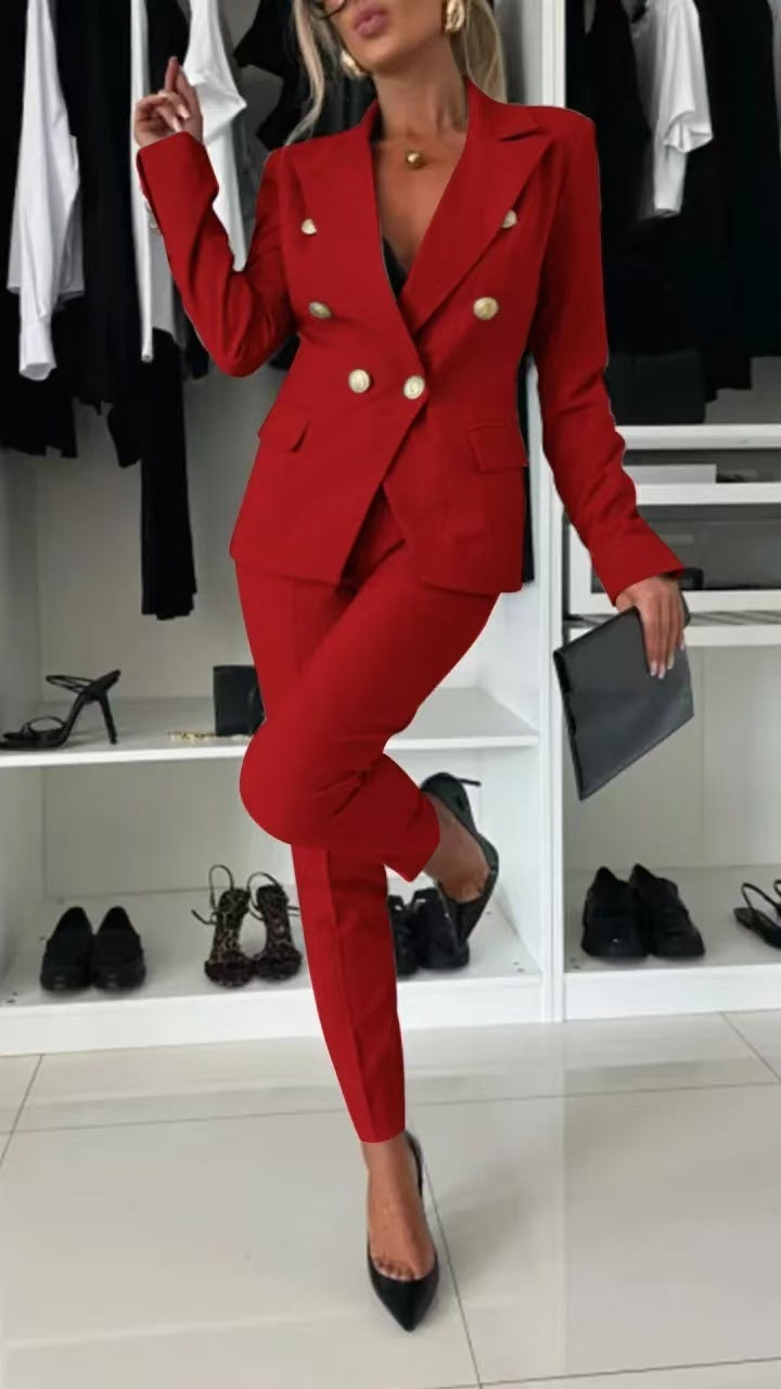 Women's Office Business Set Polyester Coat and Pants