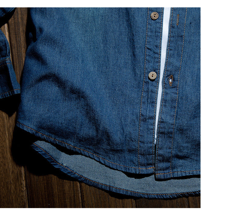 Men's Slim Fit Denim Shirt Jacket Long Sleeve Thin Spring Autumn