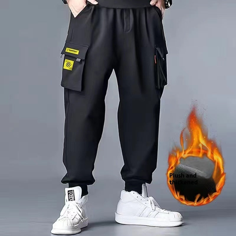 Pantalon de Travail Décontracté pour Hommes Grande Taille en Polyester Coupe Ample avec Chevilles Resserrées