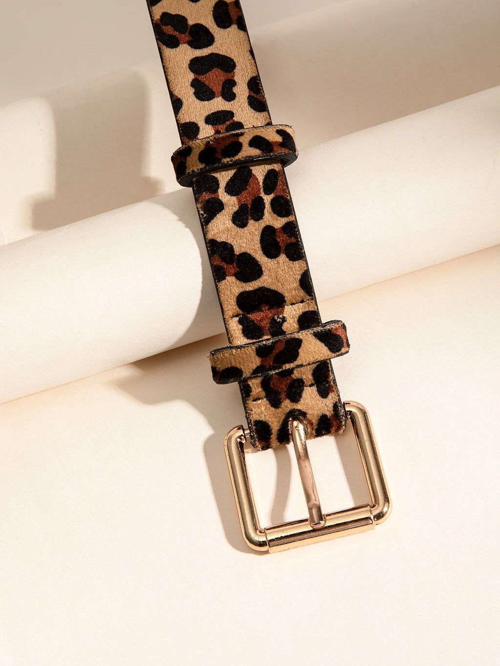 Ceinture d'affaires pour femmes en cuir PU imprimé léopard avec boucle en alliage