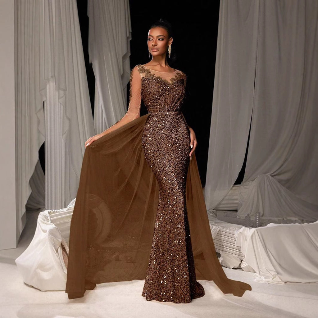 Women's Lace Long Sleeve Dance Party Evening Dress