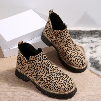 Women’s Suede Chunky Ankle Boots with Side Zipper – Autumn Winter, Mid Heel, Multiple Colors