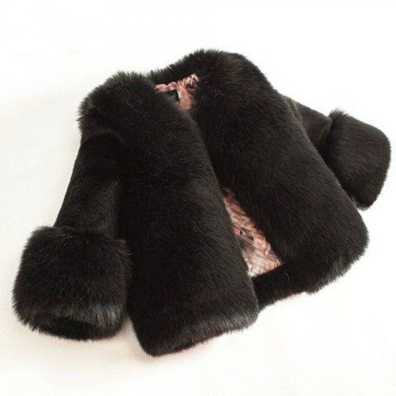 Girls' Faux Fox Fur Thickened Cotton Coat for Kids