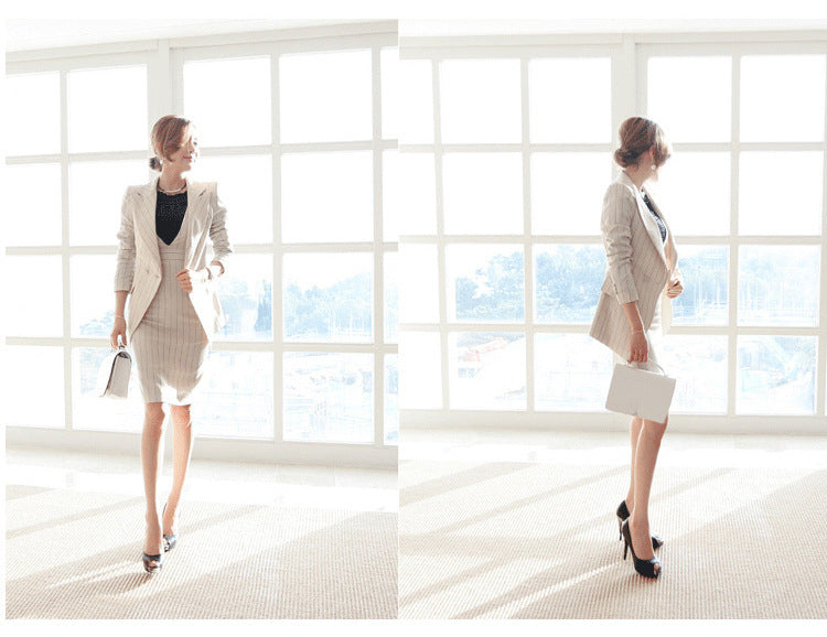 Ensemble deux pièces rayé pour femme, style mondaine