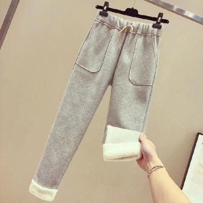 Plus Size Velvet Thick Casual Sports Pants Loose Fit