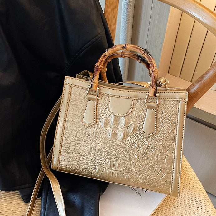 High-End PU Textile Women's Commuter Handbag