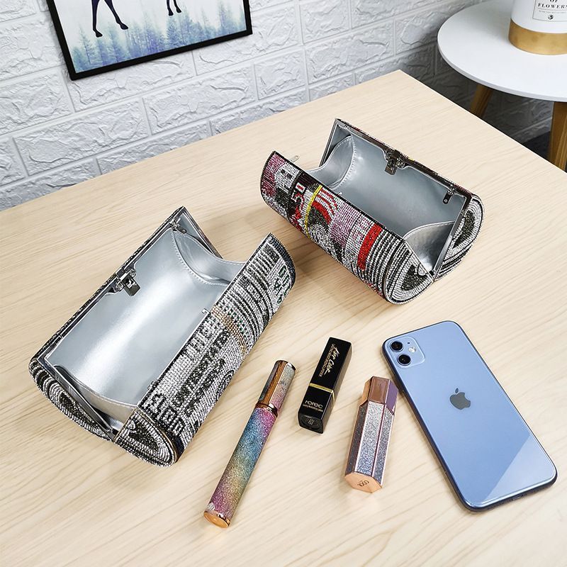 Crystal Diamond Painting Evening Clutch with Chain Handle for Women